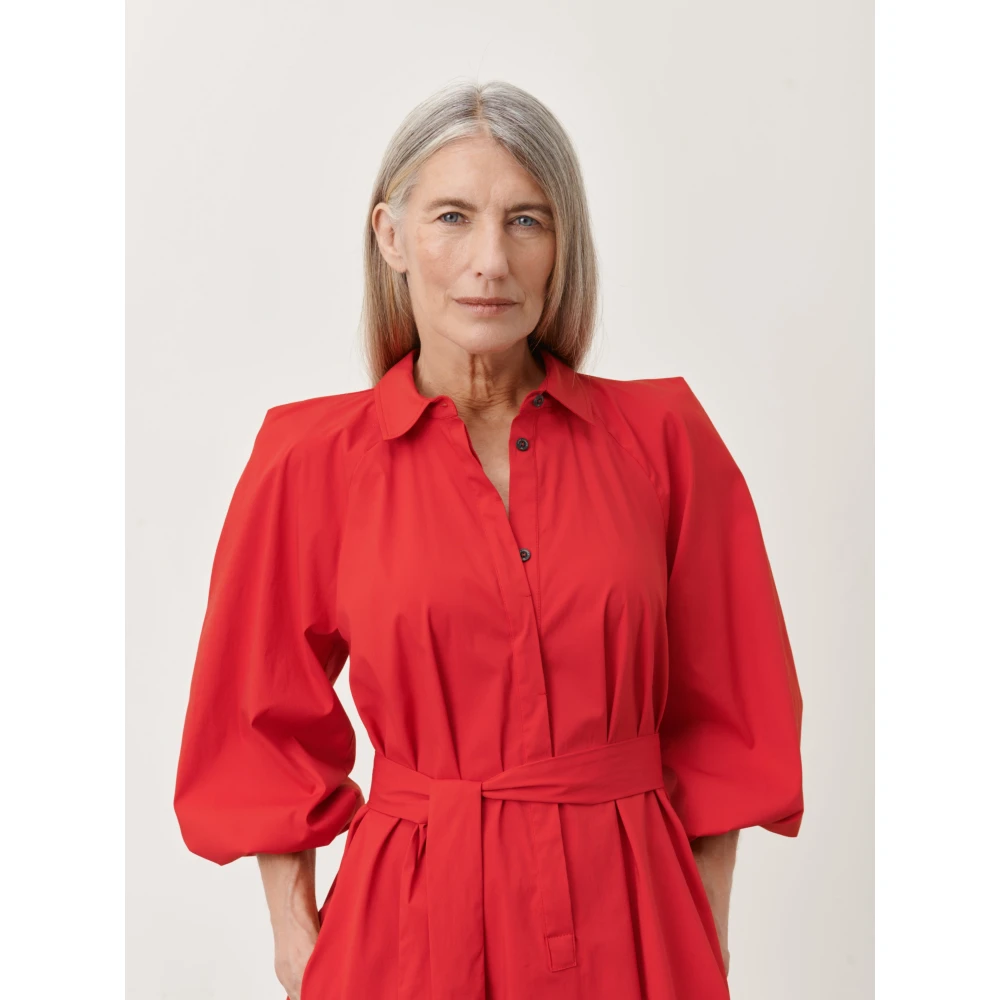 Jane Lushka Rode Carlen Jurk met Voorknoppen Red Dames