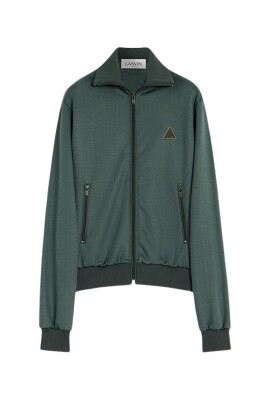 blouson-en-laine-vert-fonce-avec-broderie-logo-triangle