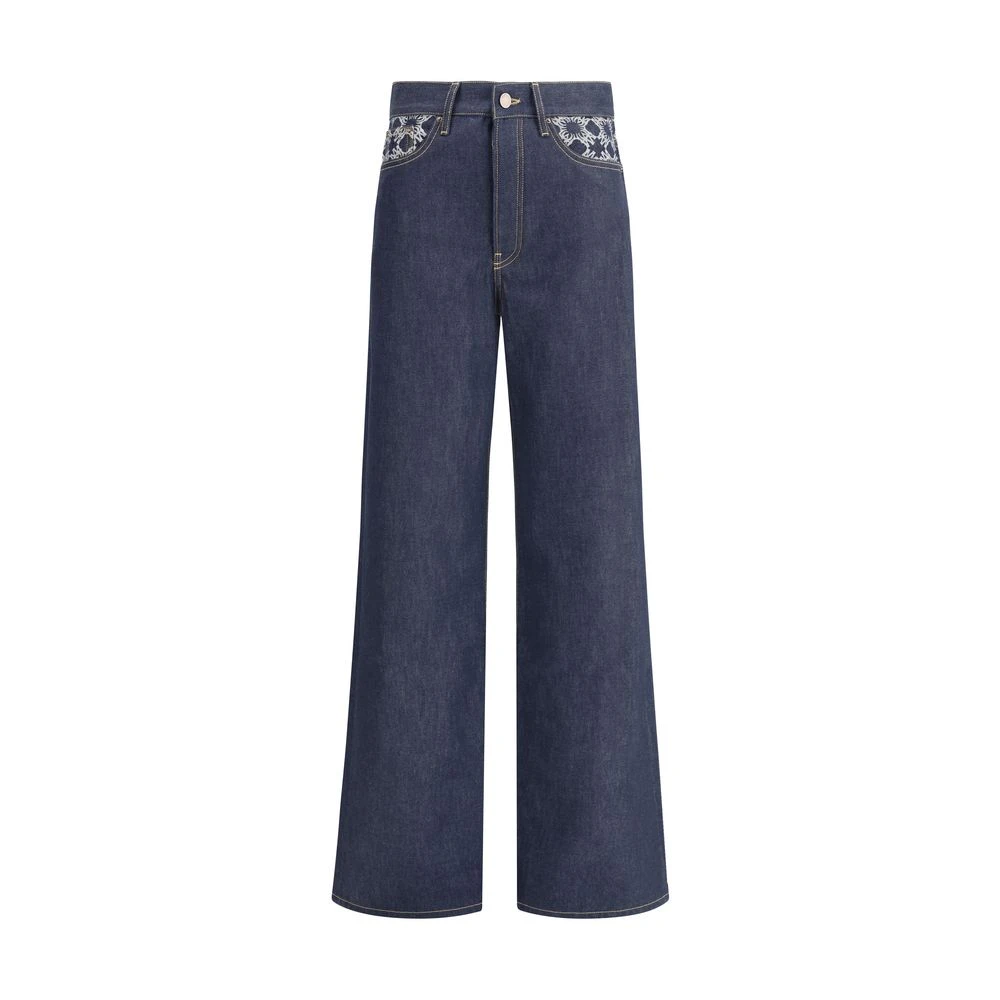 Amiri Women's Blue Wide Leg Jeans With Iconic Logo W26