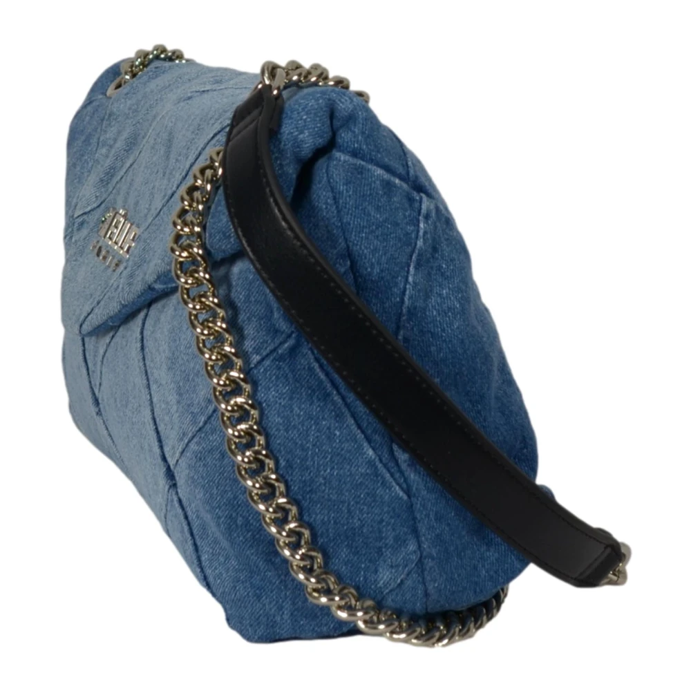 Gaëlle Paris Denim Schoudertas met Metalen Logo Blue Dames