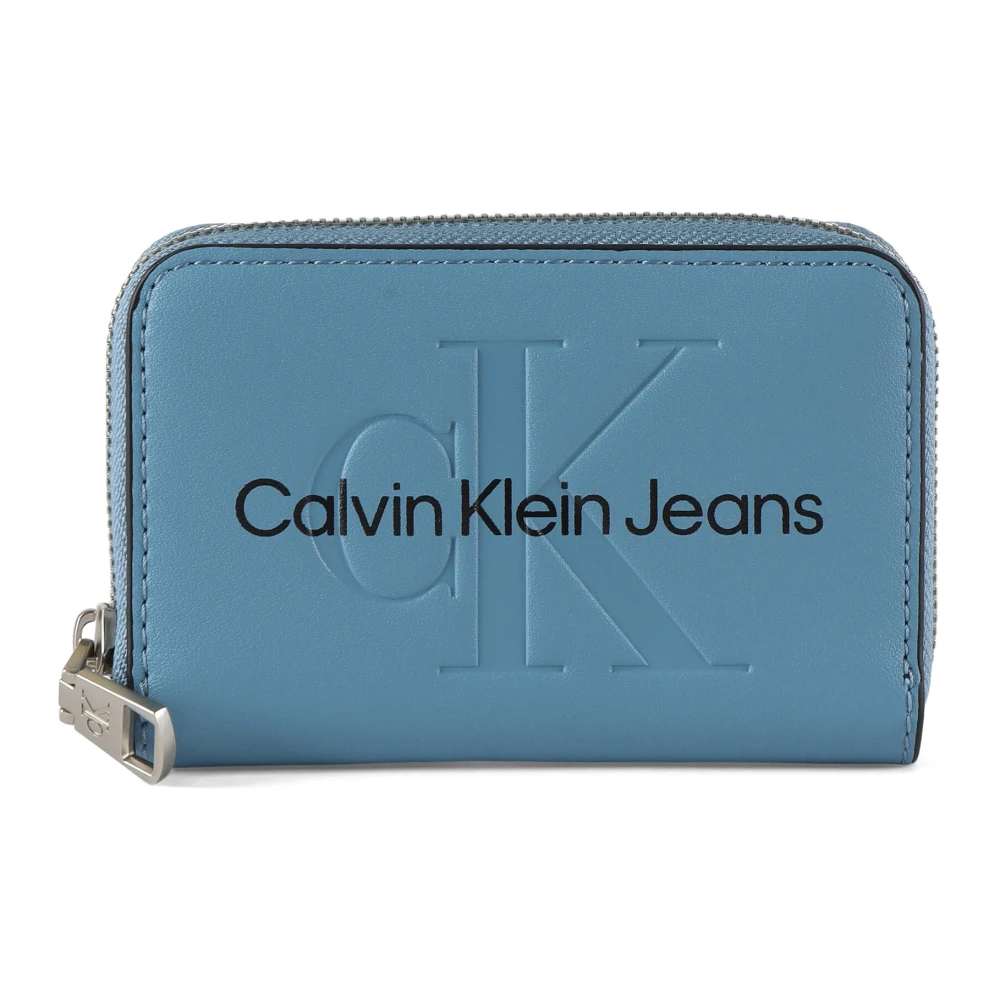 Calvin Klein Jeans Eco-leren Mini Portemonnee met Ritssluiting Blue Dames