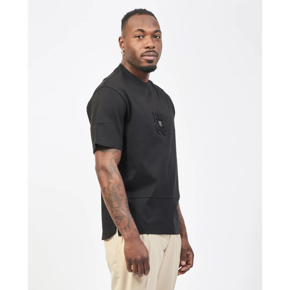 Hugo Boss Gelaagd Logo T-shirt Zwart Black Heren