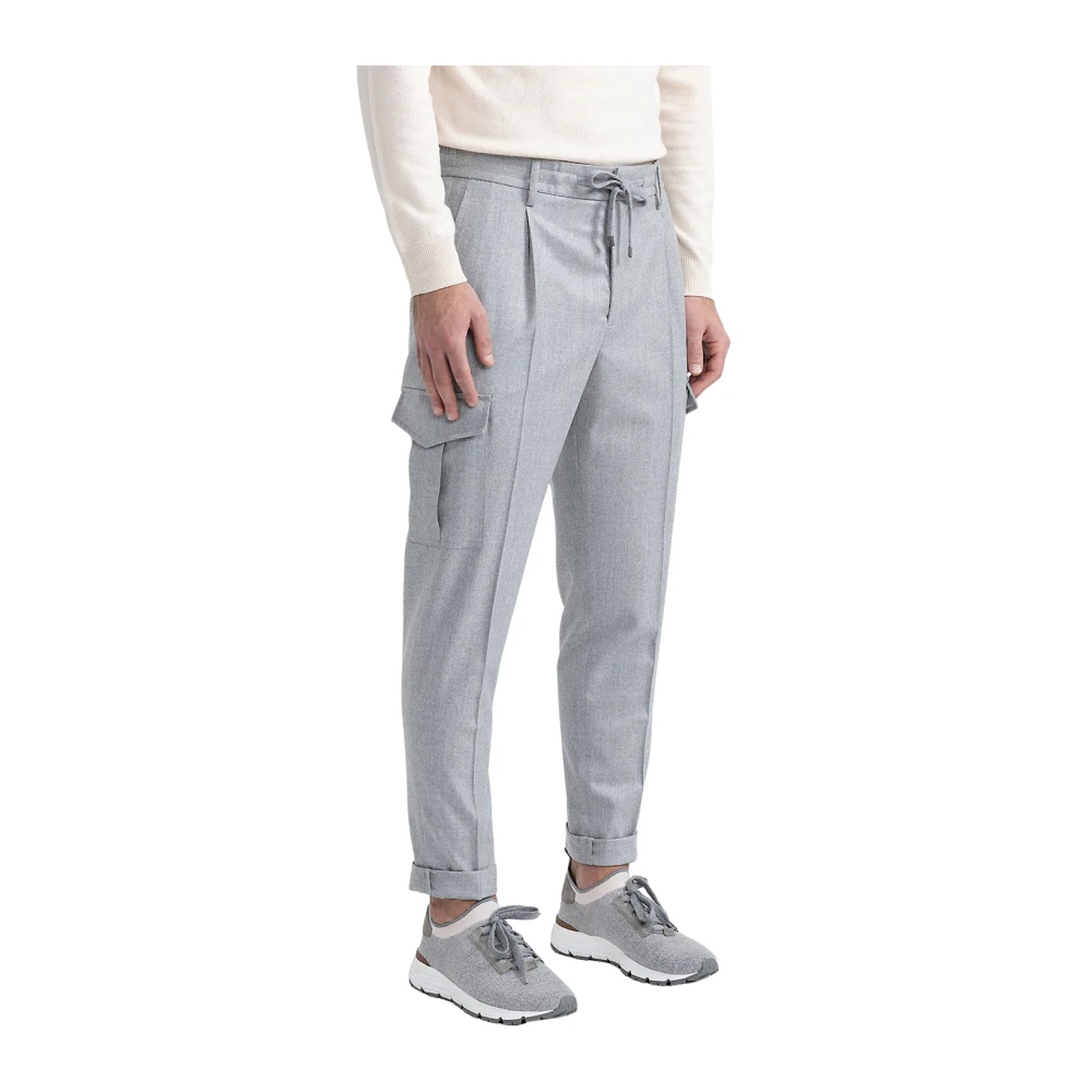 PESERICO Puur wollen broek met zakken Gray Heren