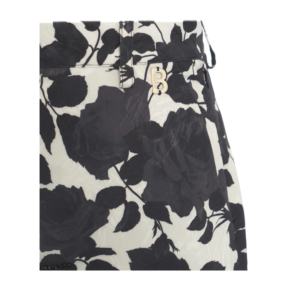 Blugirl Bloemen Jacquard Midi Rok met Strass Black Dames