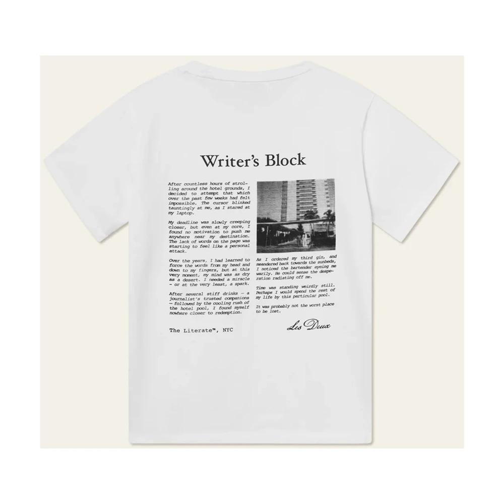Les Deux Artwork Print Katoenen T-Shirt White Heren
