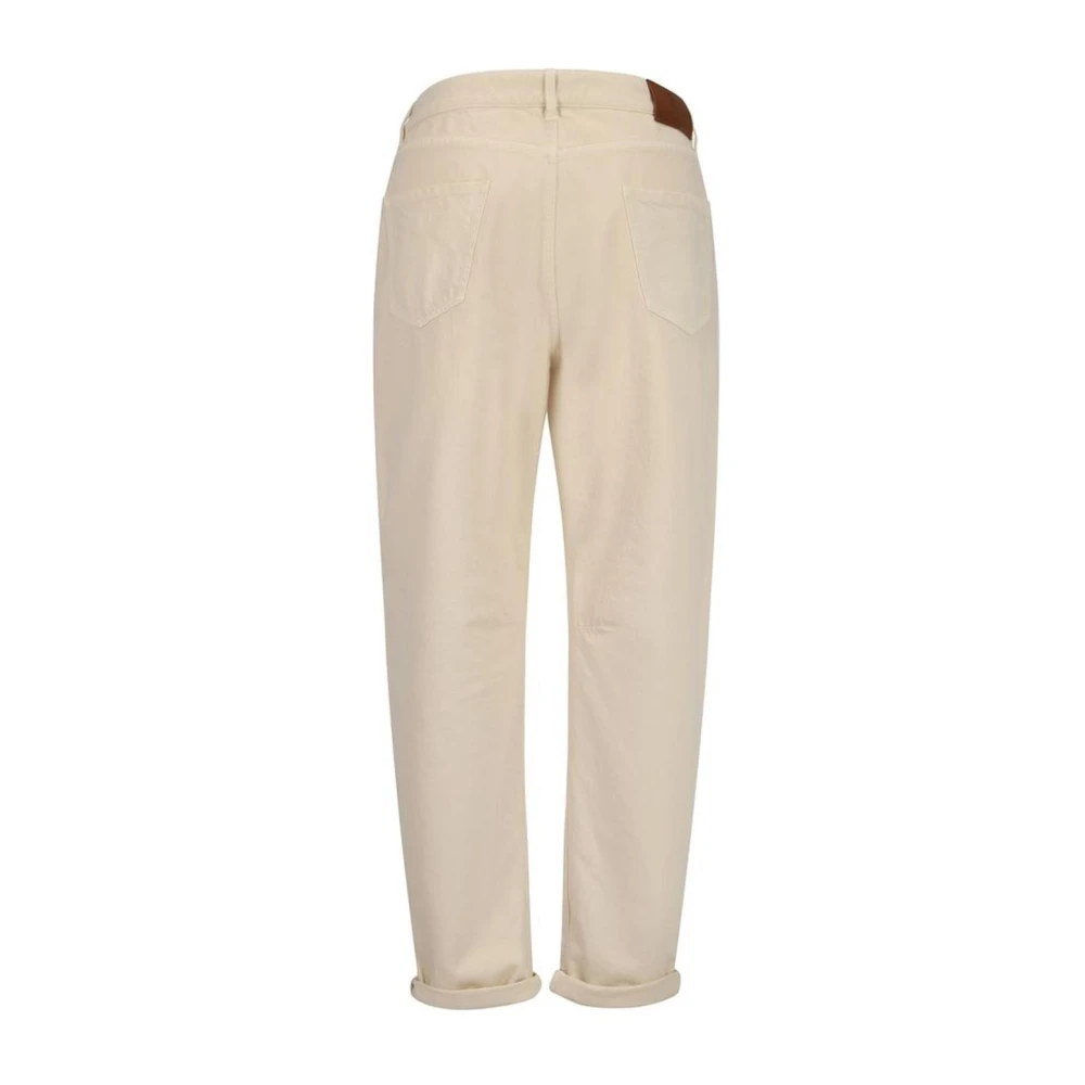 BRUNELLO CUCINELLI Denim Straight-Leg Broek met Versleten Effecten White Heren