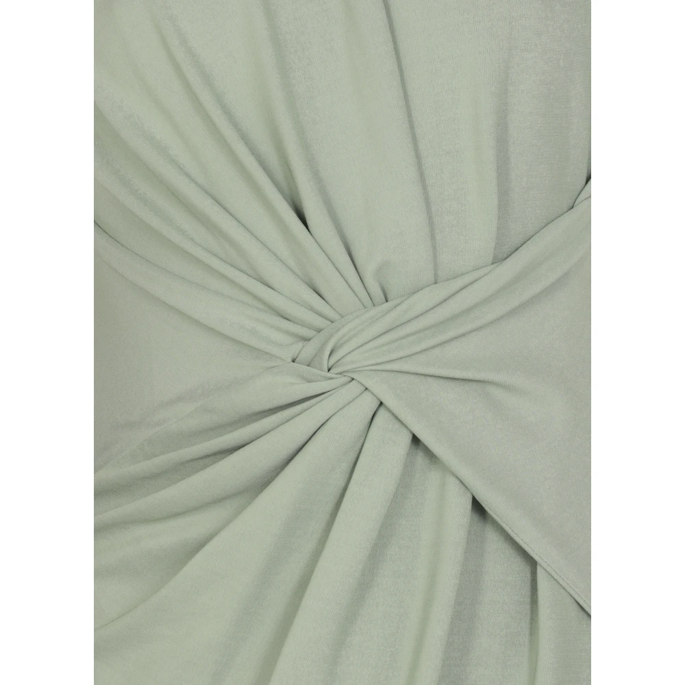 Lanvin Groene viscose jurk met draperie detail Green Dames