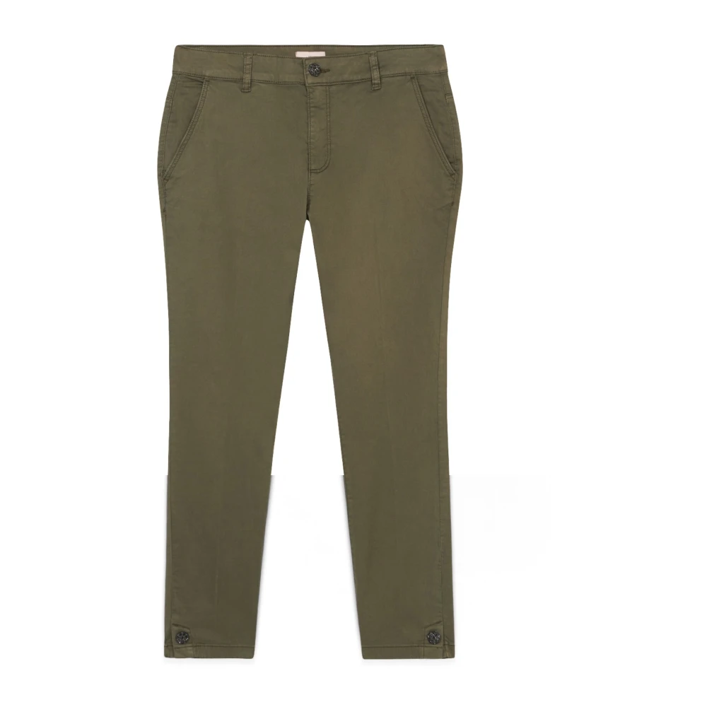 Oltre Chino Broek met Sieraden Detail Green Dames