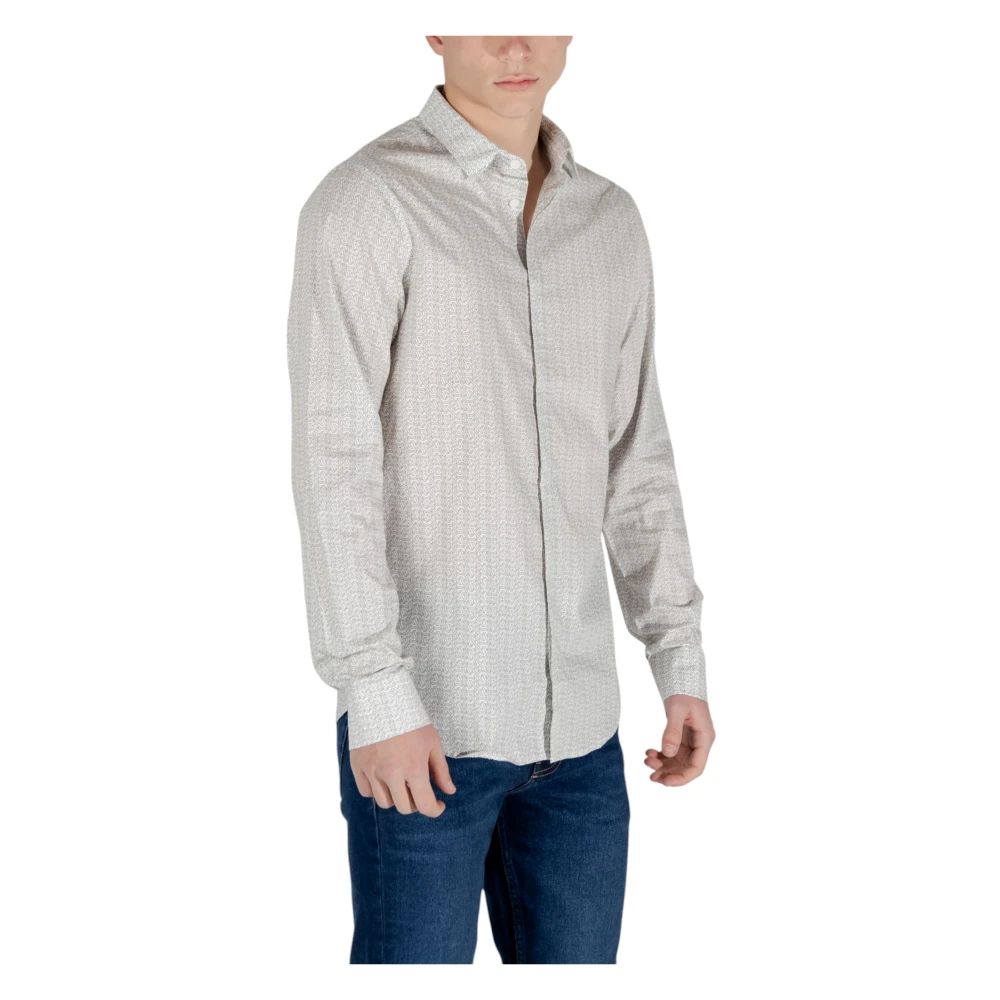 Armani Exchange Lente Zomer Lange Mouw Shirt Beige Heren