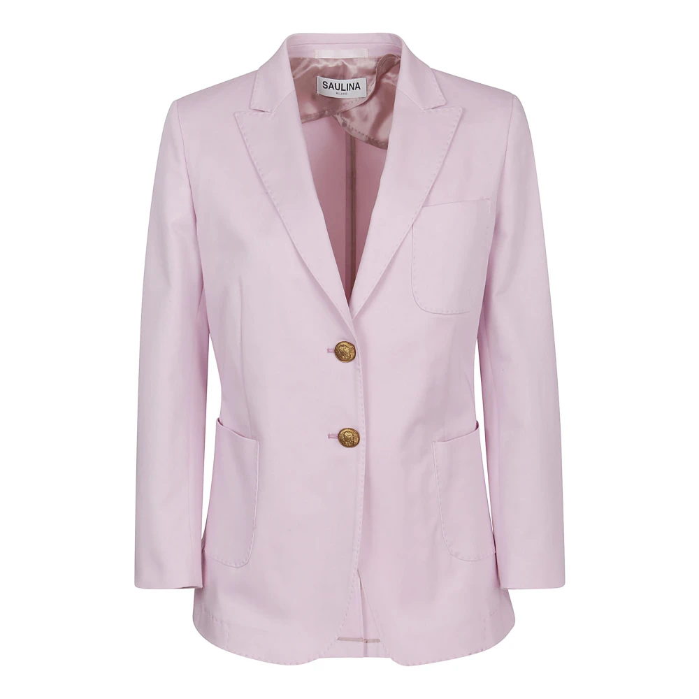 Saulina Roze Single-Breasted Jacket met Gouden Knopen Pink Dames
