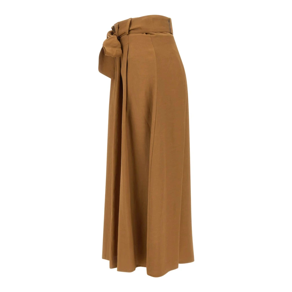 Kaos Bruine Linnen Rok met Strikriem Brown Dames