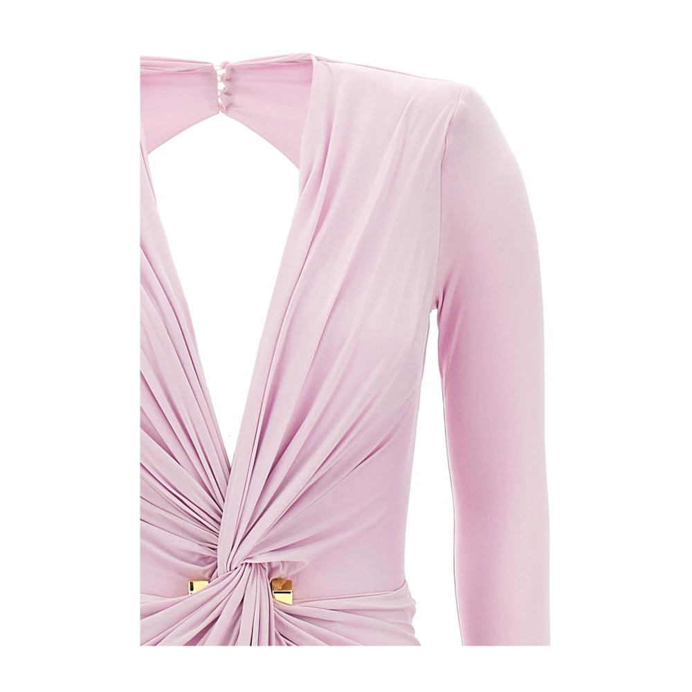 Elisabetta Franchi Lichtroze V-hals Jurk Pink Dames