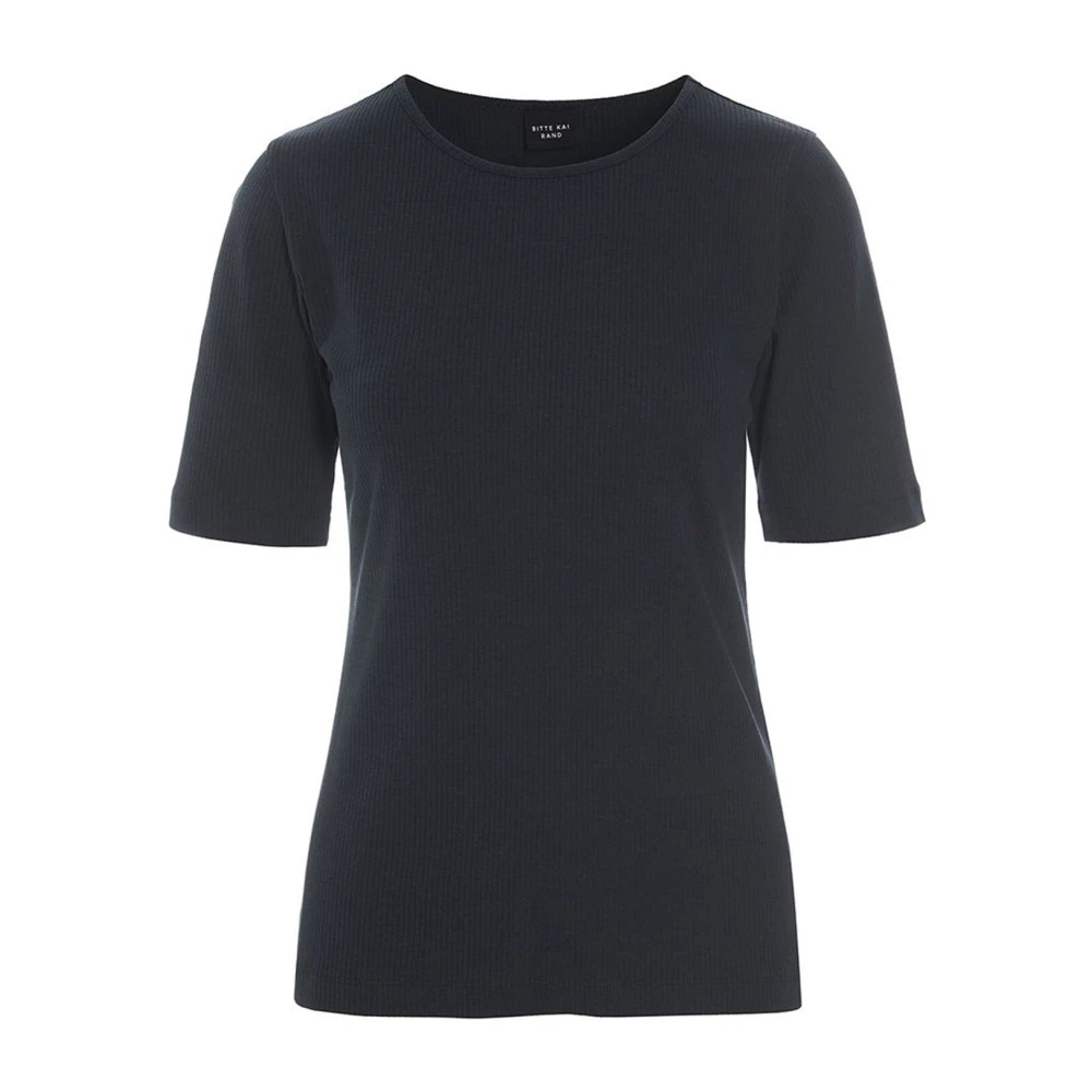 Bitte Kai Rand Zwarte Ribgebreide Blouse Naibu Stijl Black Dames