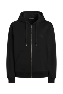 Zip-huvtröja med logotypbricka