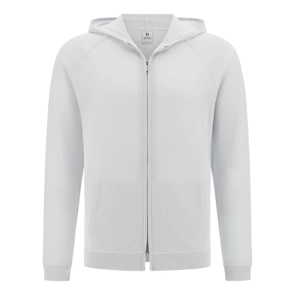 Boggi Milano Merino Wol Full Zip Jumper Blue Heren