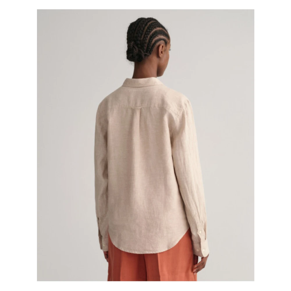 Gant Reguliere Linnen Chambray Overhemd Beige Dames