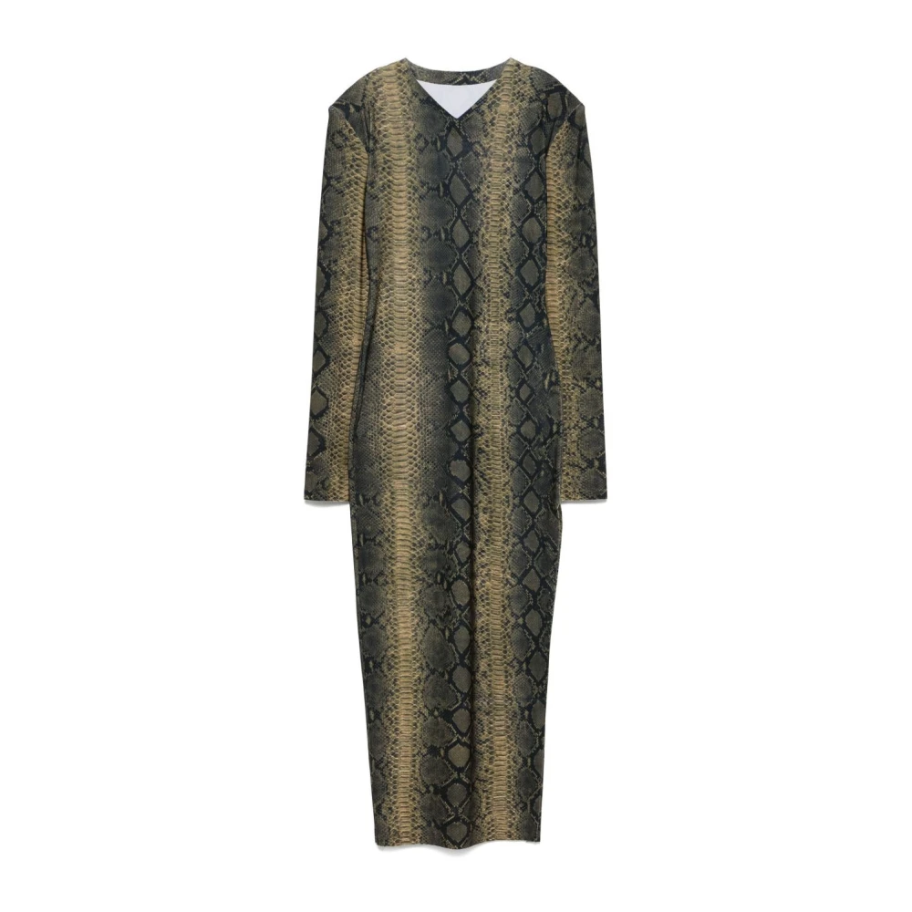 Norma Kamali Python Schouderpad Zijgleuf Jurk Multicolor Dames