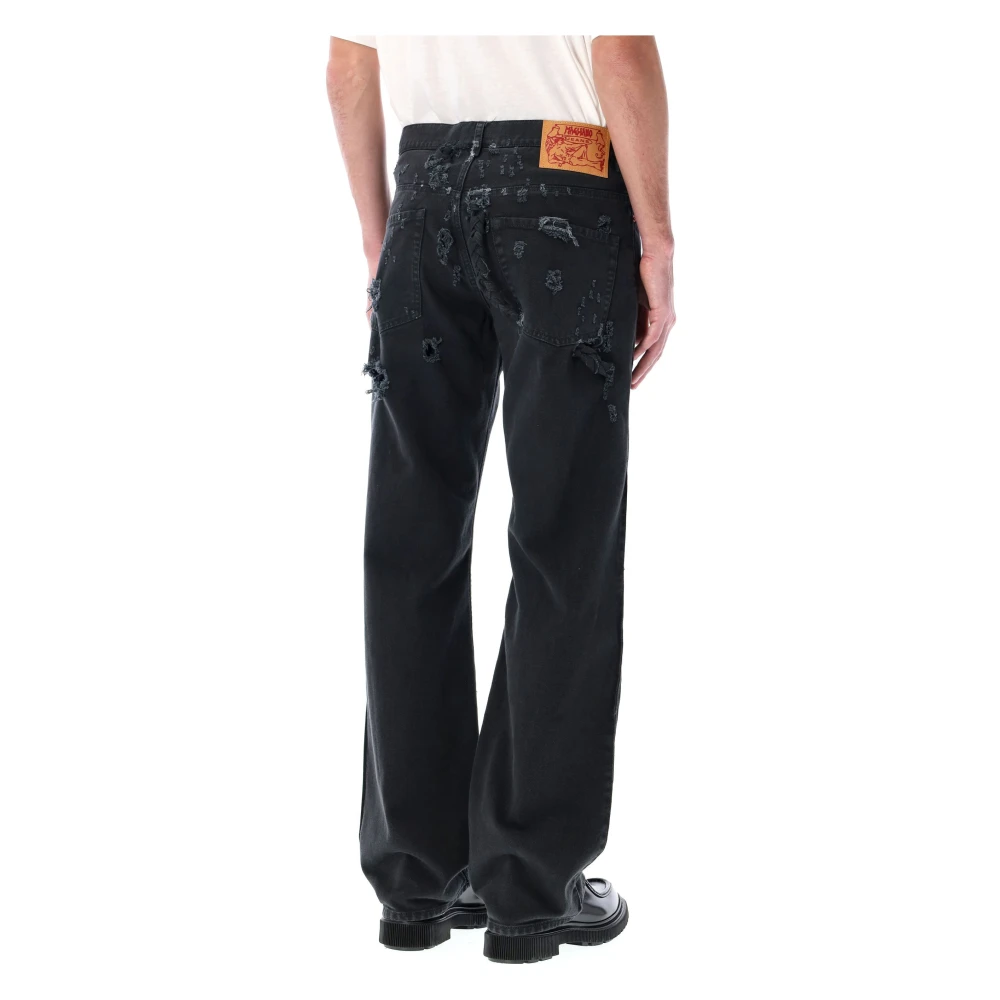 Magliano Zwarte Gevlochten Achter Denim Jeans Black Heren