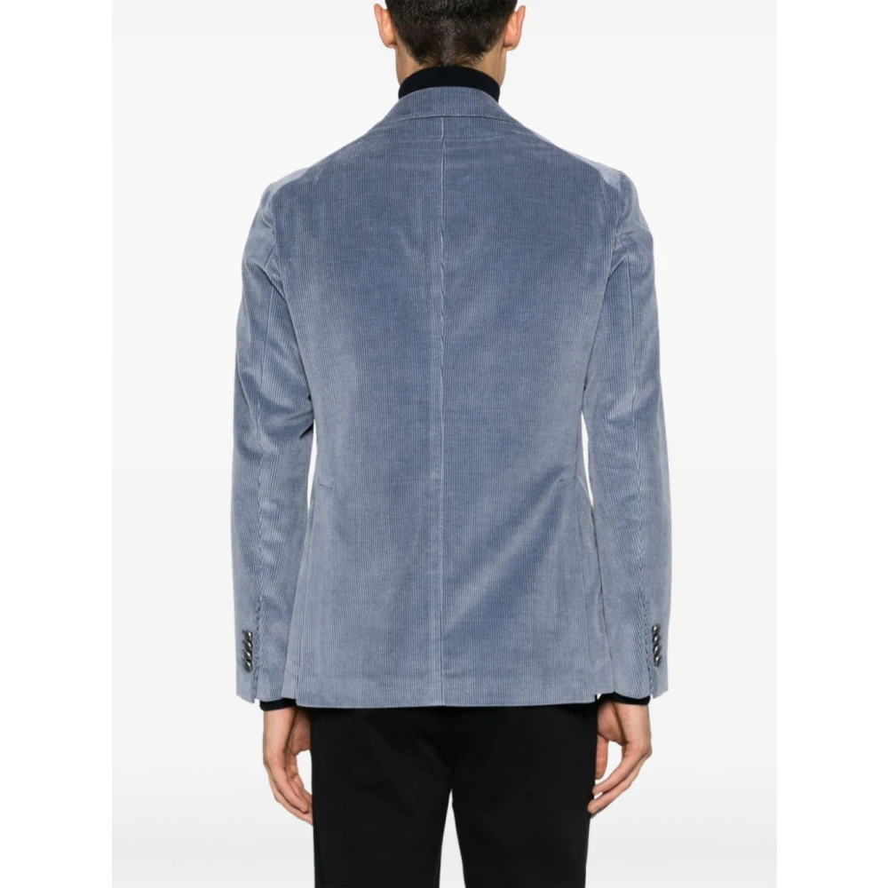 Tagliatore Steel Blue Corduroy Blazer Blue Heren
