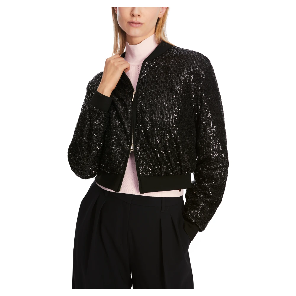 Marc Cain Pailletten Blouson Jas Black Dames