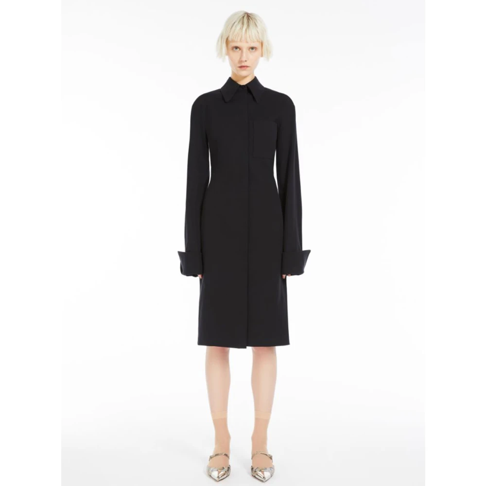 SPORTMAX Zwarte Felino Elegante Modieuze Jurk Black Dames