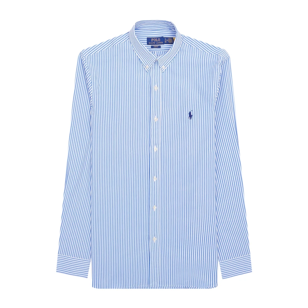 Polo Ralph Lauren Gestreept katoenen overhemd met logoborduursel Blue Heren