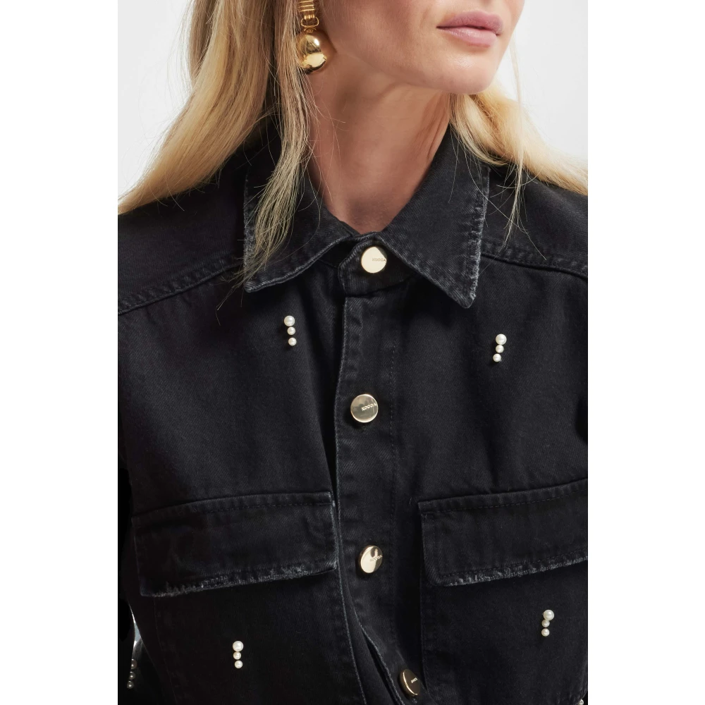 Kocca Geborduurde Denim Overhemd Black Dames