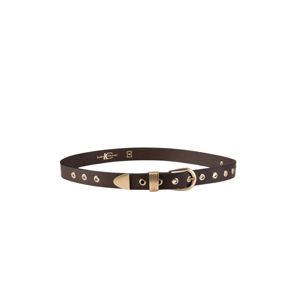 Luisa Cerano Donna Marrone - Studded Leather Belt - Accessories - L