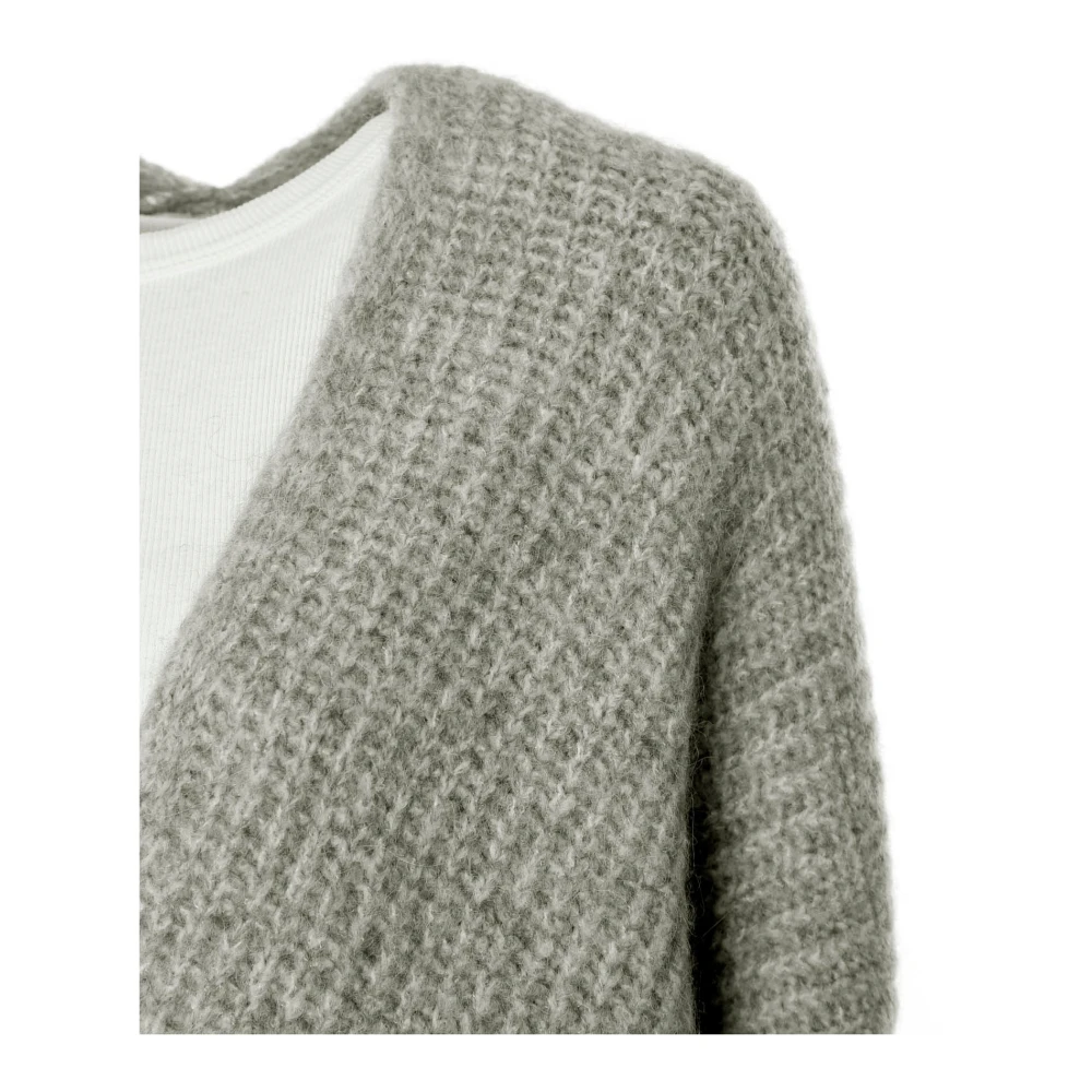 American vintage Open Gebreid Vest in Melange Stijl Gray Dames