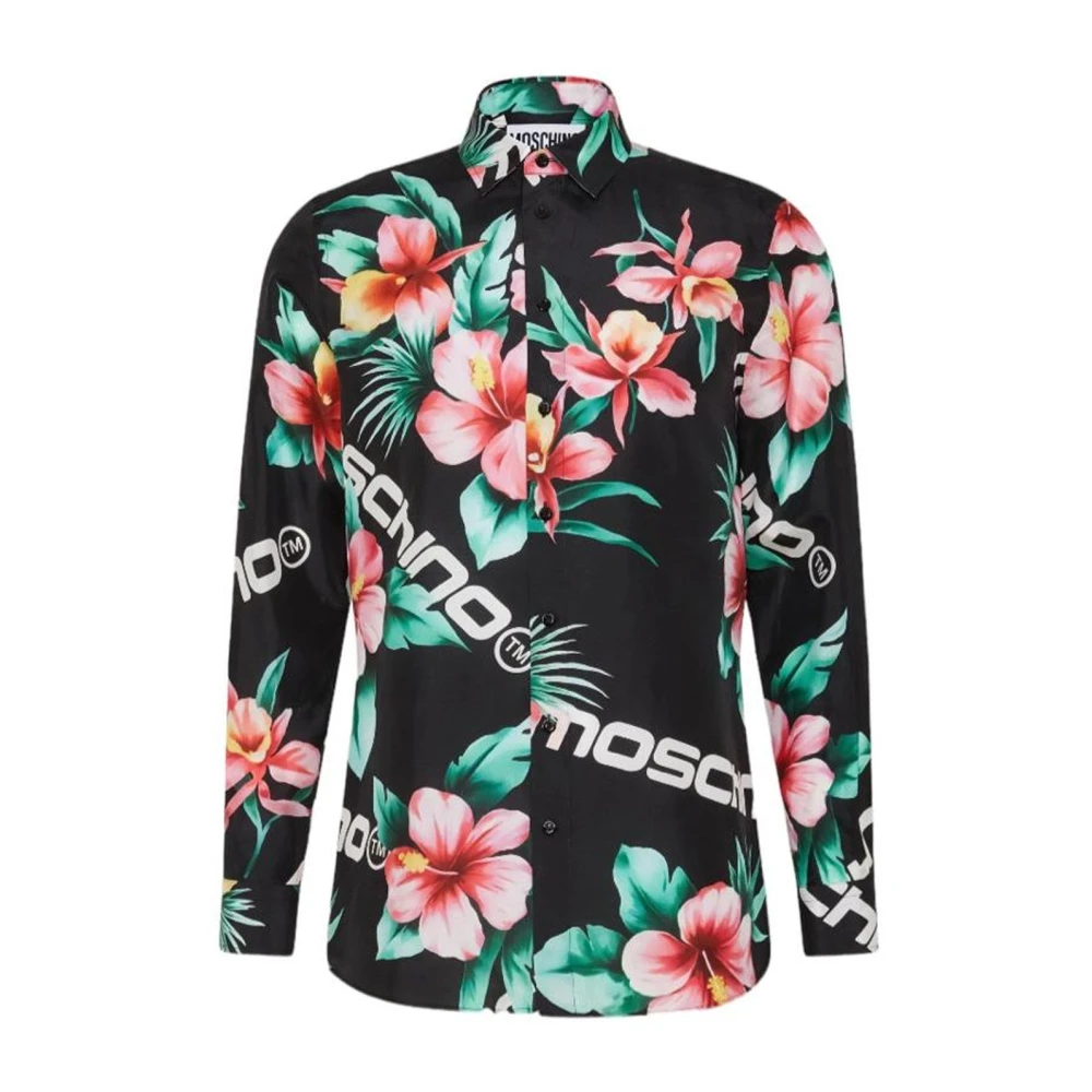 Moschino Men's Silk Printed Shirt With Flower Print