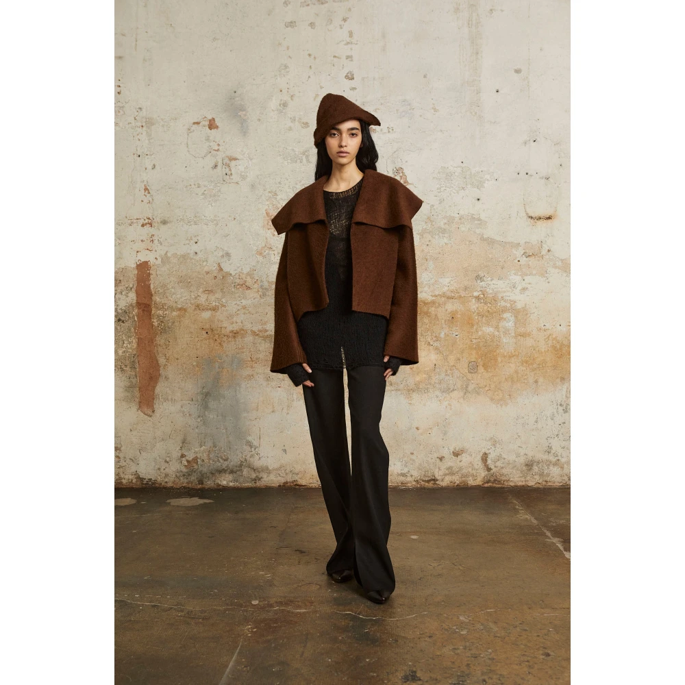 Cortana Sailor korte jas in babykameelwol Brown Dames