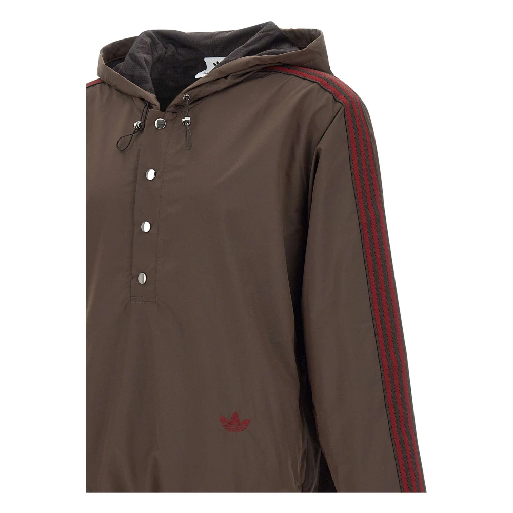 Adidas Chocolade Anorak Jas met Bourgondische Piping Brown Heren