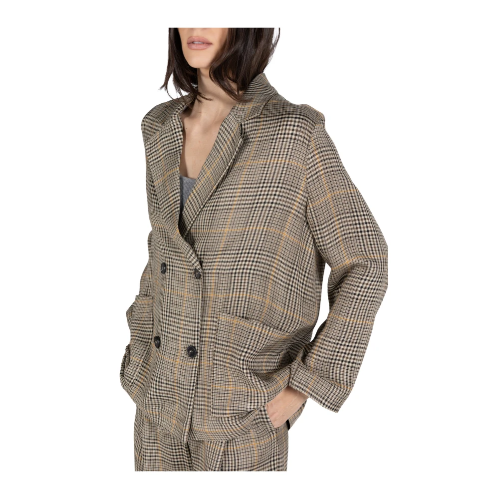 Phisique du Role Shepherd s Check Double-Breasted Blazer Multicolor Dames