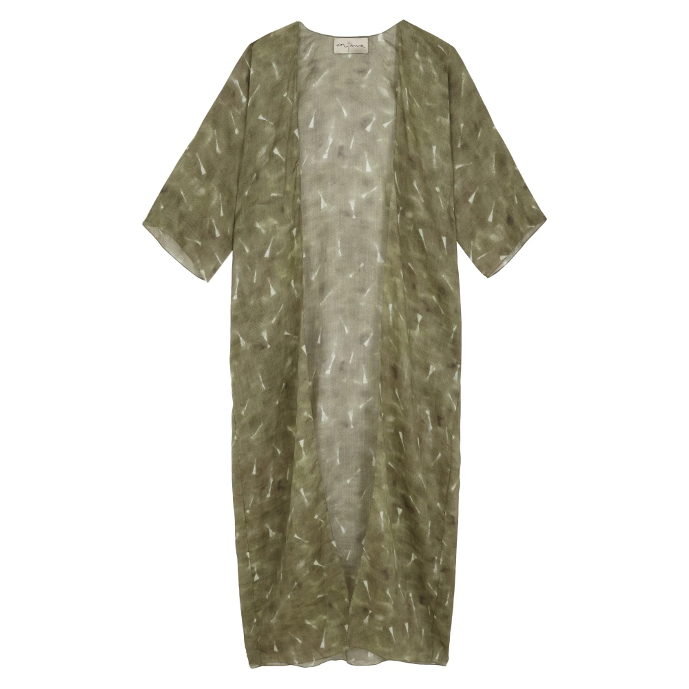 Cortana Nina lange ramie pua print jas Green Dames