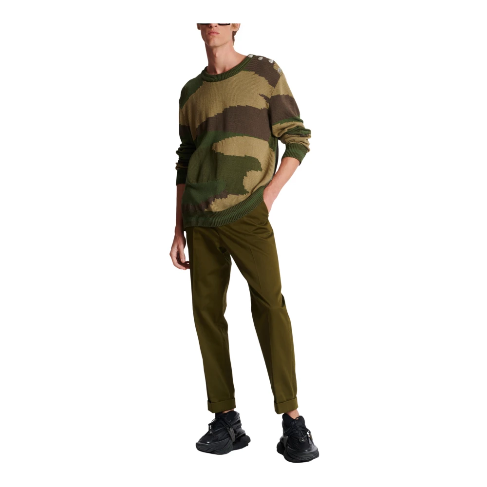 Balmain Wollen camouflage trui Green Heren