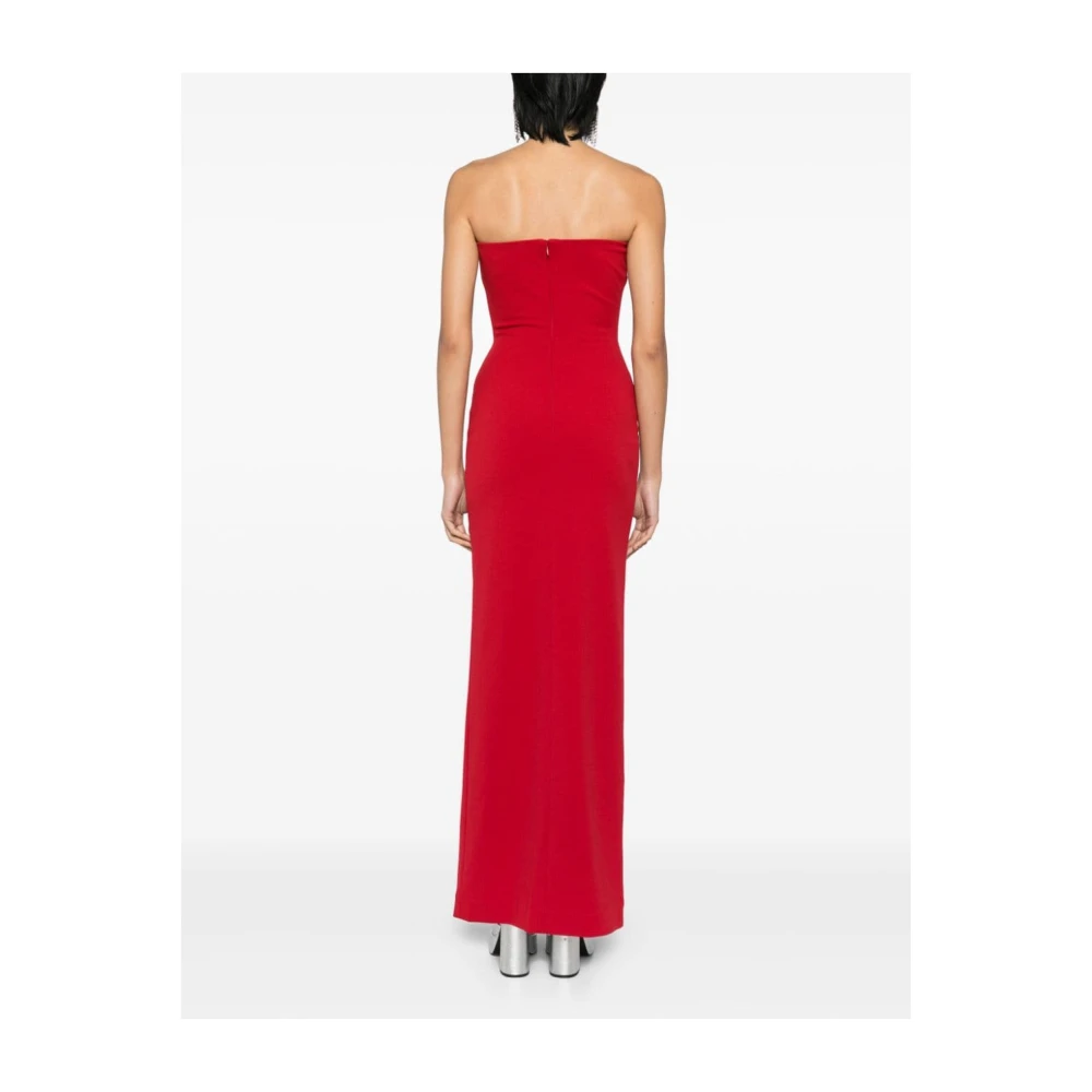Solace London Robijnrode Strapless Jurk met Voorspleet Red Dames