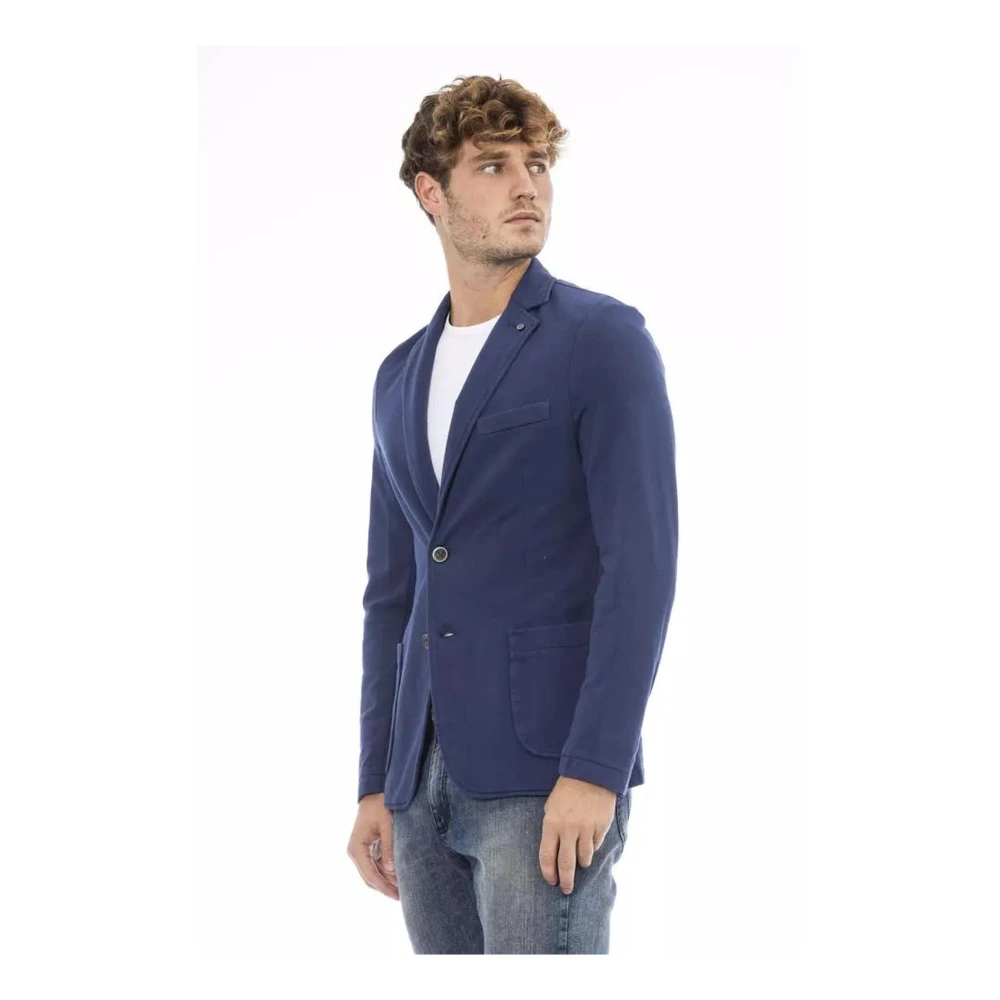 Distretto12 Blauwe Katoenen Blazer met Zakken Blue Heren