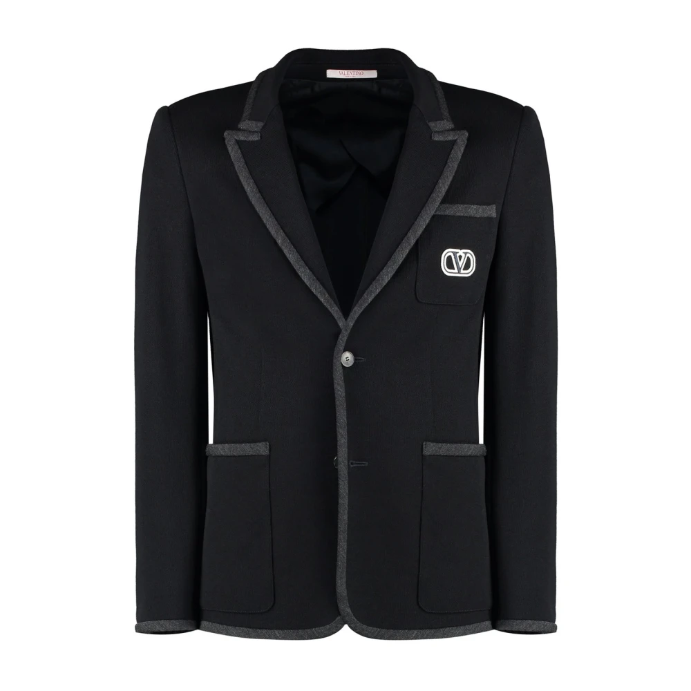 Valentino Zwarte Katoenen Jas Elegante Stijl Black Heren