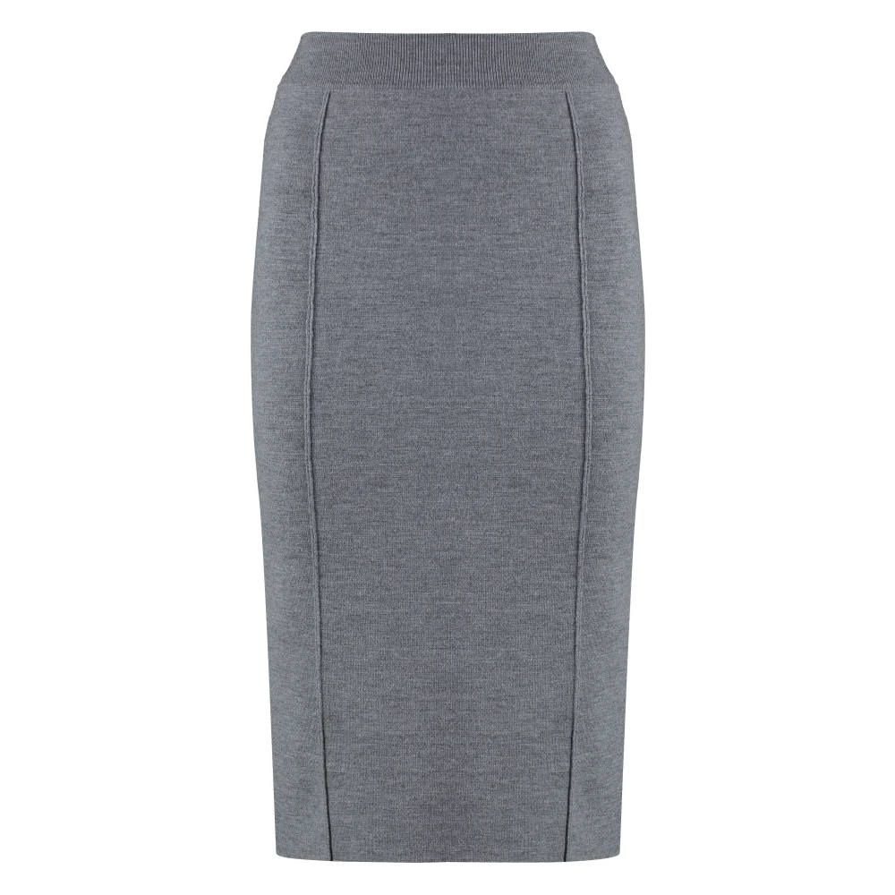 Pinko Grijze Pencil Rok Hoge Taille Rits Gray Dames