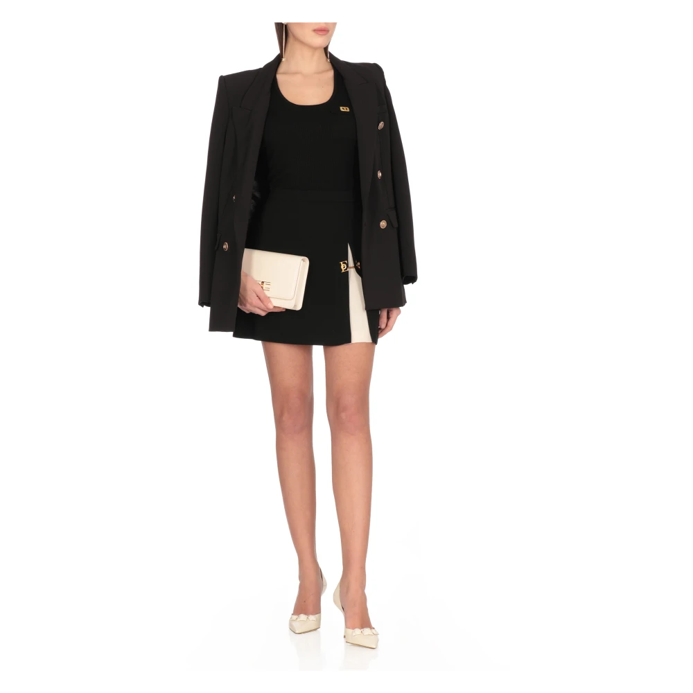 Elisabetta Franchi Zwarte Mouwloze Top met Wijde Hals Black Dames