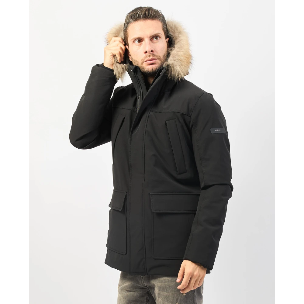 YES ZEE Zwarte parka met nepbont capuchon Black Heren