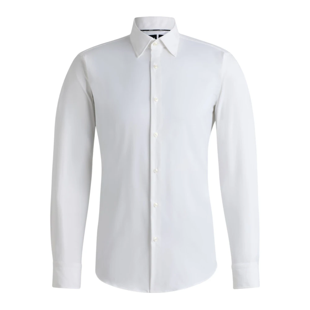 Hugo White Formal Shirts, Male, 5XL, Twill Shirt With Performance Stretch