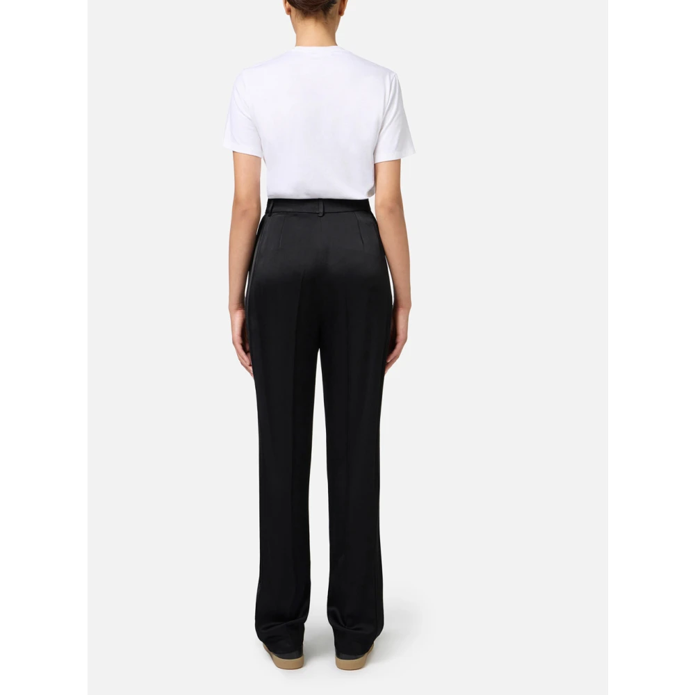 Elisabetta Franchi Zwarte Chino Broek met Satijnen Detail Black Dames