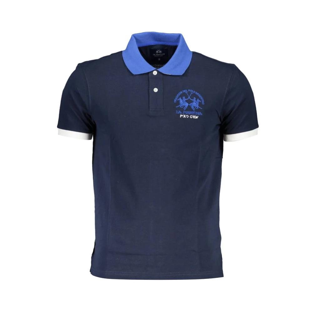 LA MARTINA Stijlvol Poloshirt met Contrastdetails Blue Heren