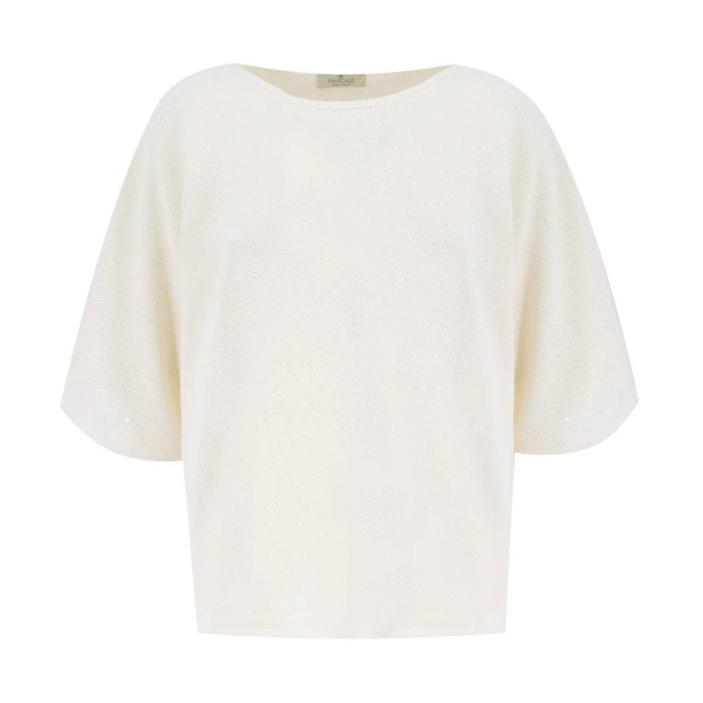 Panicale Elegant Boat-Neck Sweater Beige, Dam