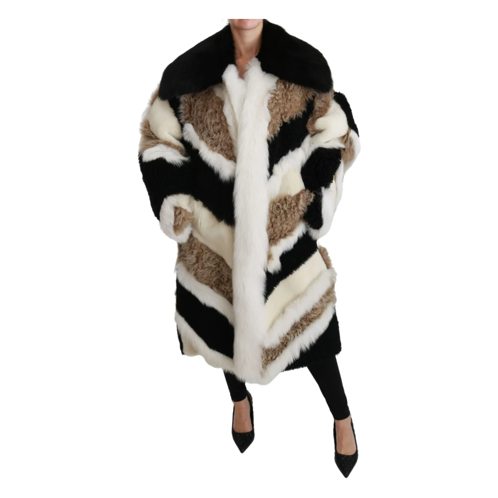 Dolce & Gabbana Luxe Multicolor Shearling Cape Coat Multicolor Dames