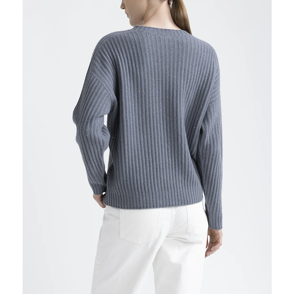 PESERICO Wol zijde kasjmier en lurex trui Gray Dames