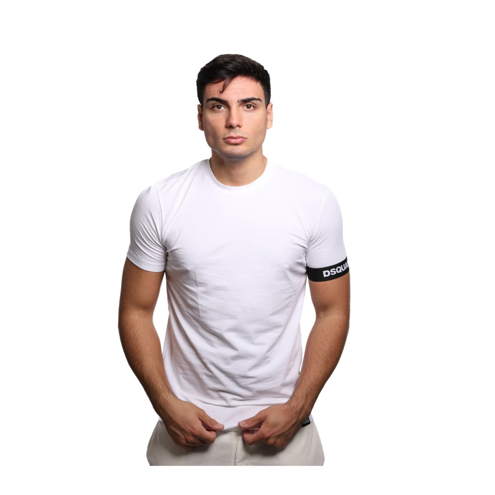 Dsquared2 Witte Katoenen T-shirt met Logopatch White Heren