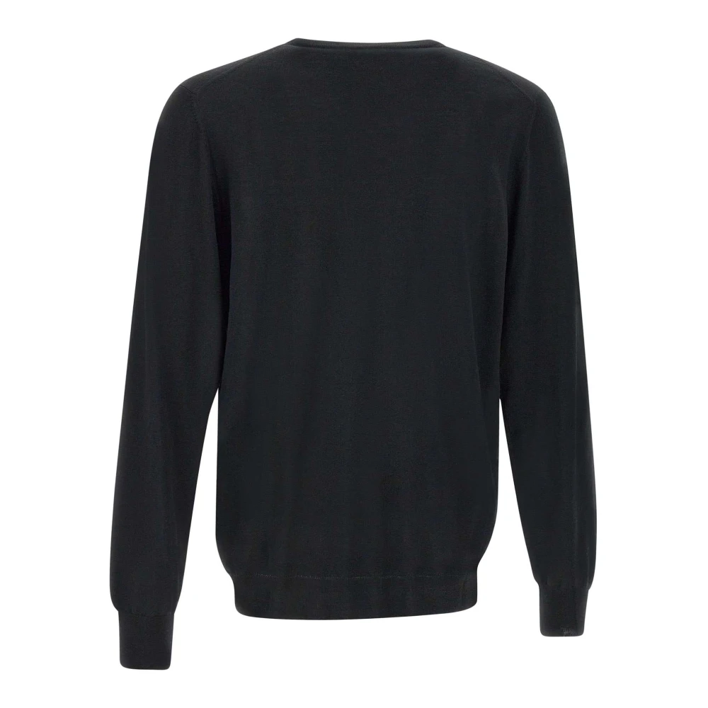 Lardini Navy Blue Wol Crew Neck Sweater Black Heren
