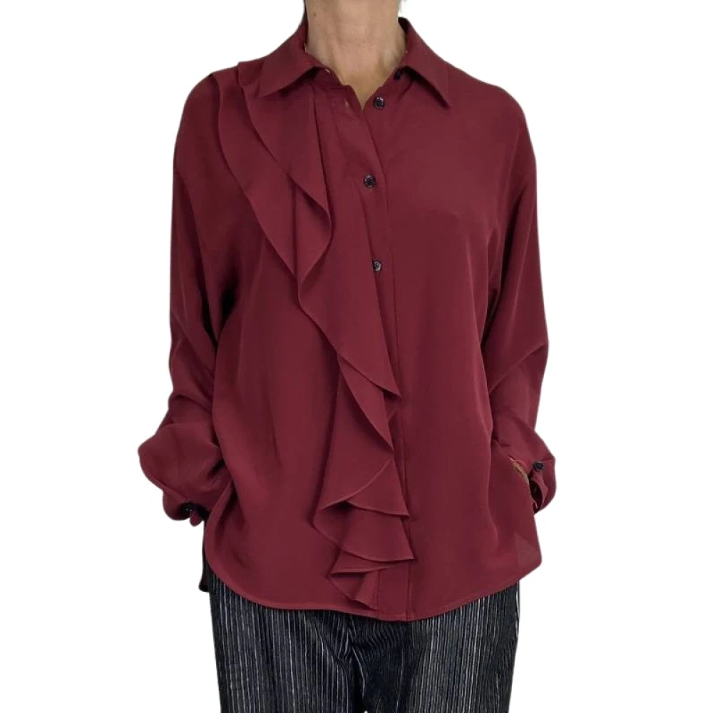 Victoria Beckham Gerimpelde Bordeaux Shirt Red Dames